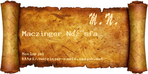 Maczinger Násfa névjegykártya
